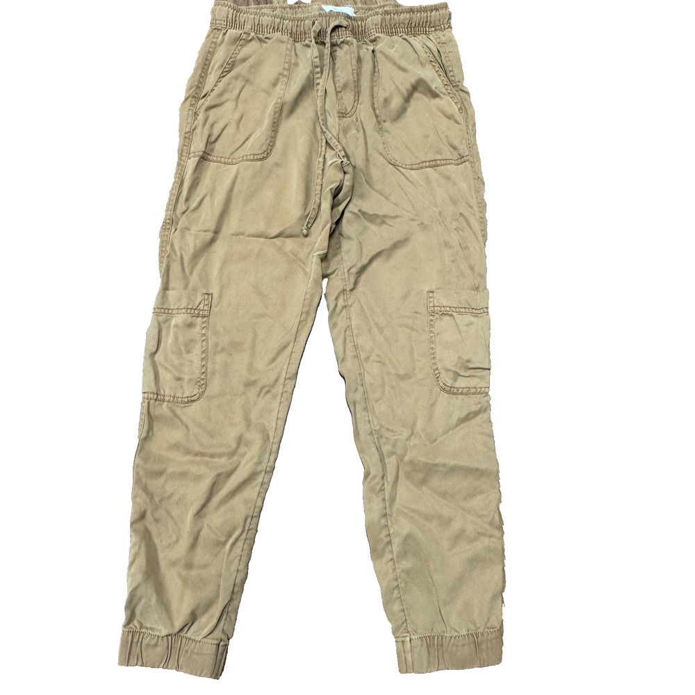 C&C California Pants Womens S Beige Lyocell Cargo joggers elastic waist utility